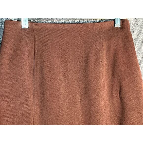 VTG Gianni Petite Mini Pencil Skirt 100% Wool Elastic Waist Slit Brown Women 10P - Picture 2 of 11